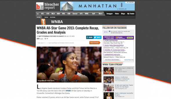 WNBA All-Star Game 2013- Complete Recap, Grades and Analysis - Bleacher Report
