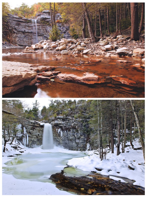 Awosting Falls before and after